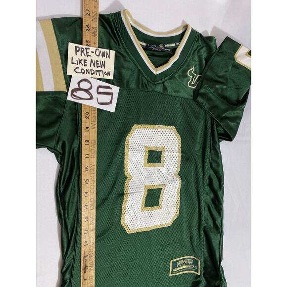 USF Bulls Football Jersey – #8 – Green & Gold – Colosseum Athletics Youth Medium - Picture 4 of 9